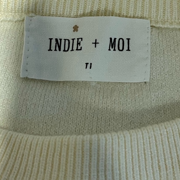 INDIE + MOI – Cropped Sweater “AMOUR” with Forest Green Stripes Size S (T1) - Picture 2 of 7